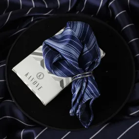 Kovove Soothing Blue Striped Pocket Square For Men