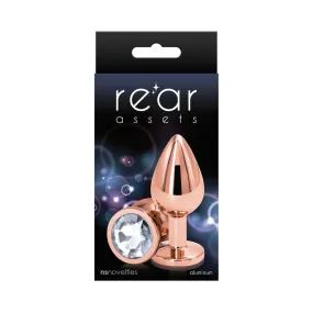 Rear Assets Rose Gold Anal Plug Medium Clear