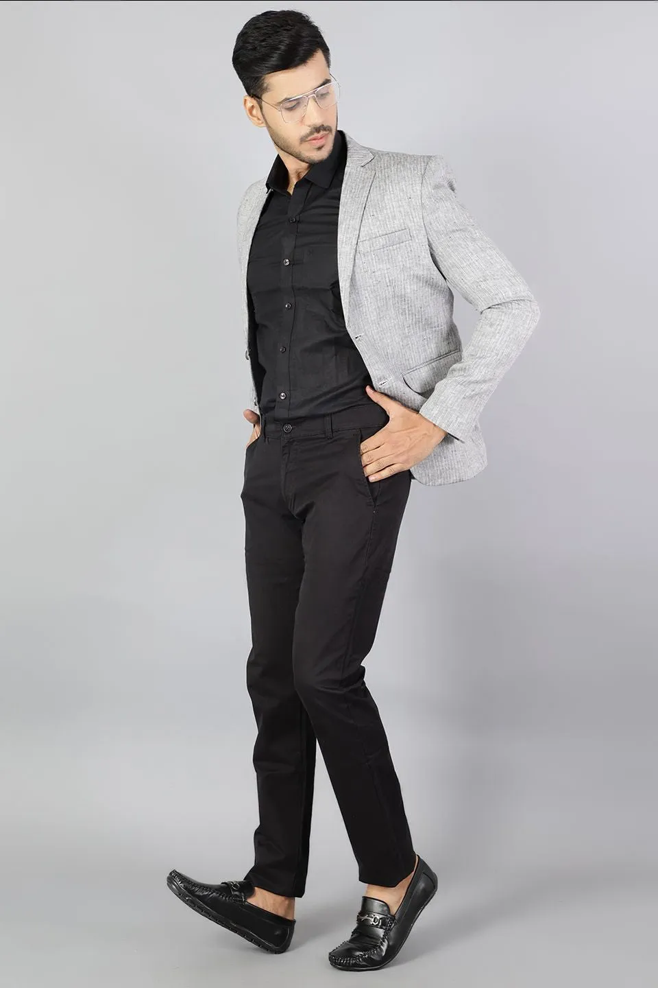 100% Pure Linen Grey Blazer