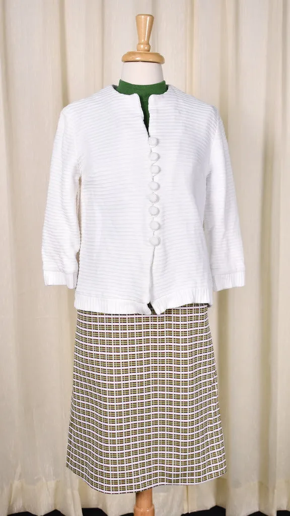 1960s Vintage White Ribbed Jacket