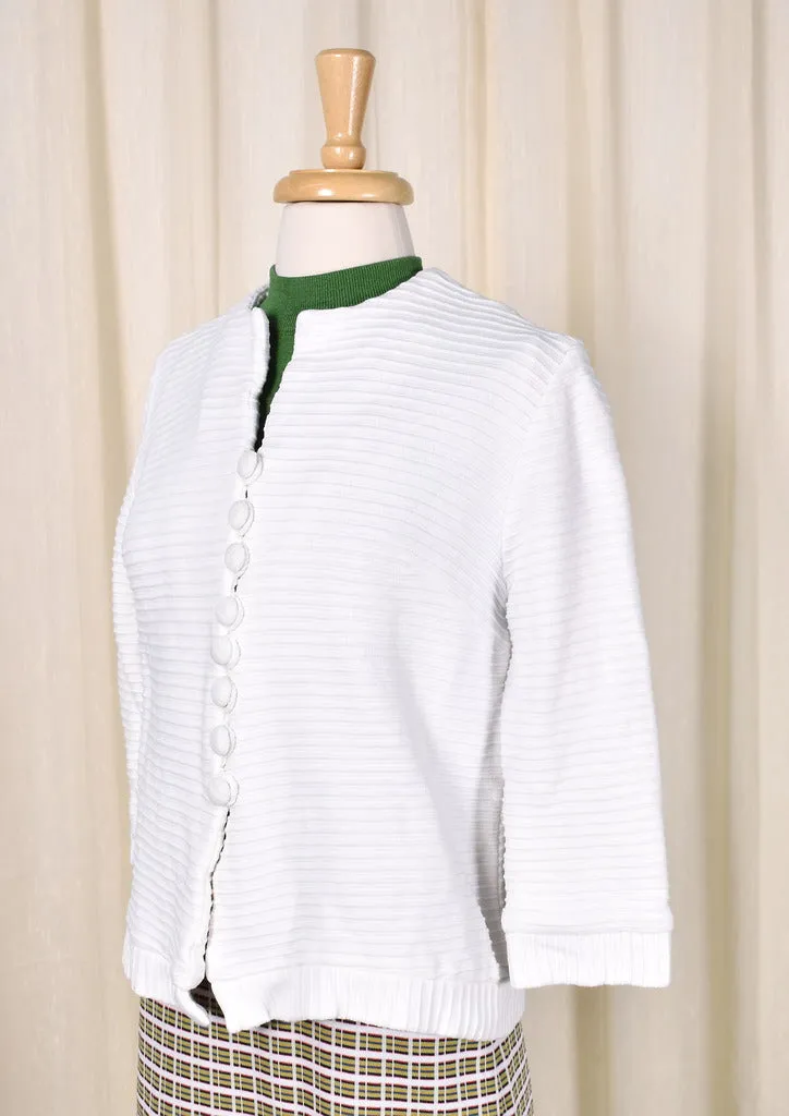 1960s Vintage White Ribbed Jacket