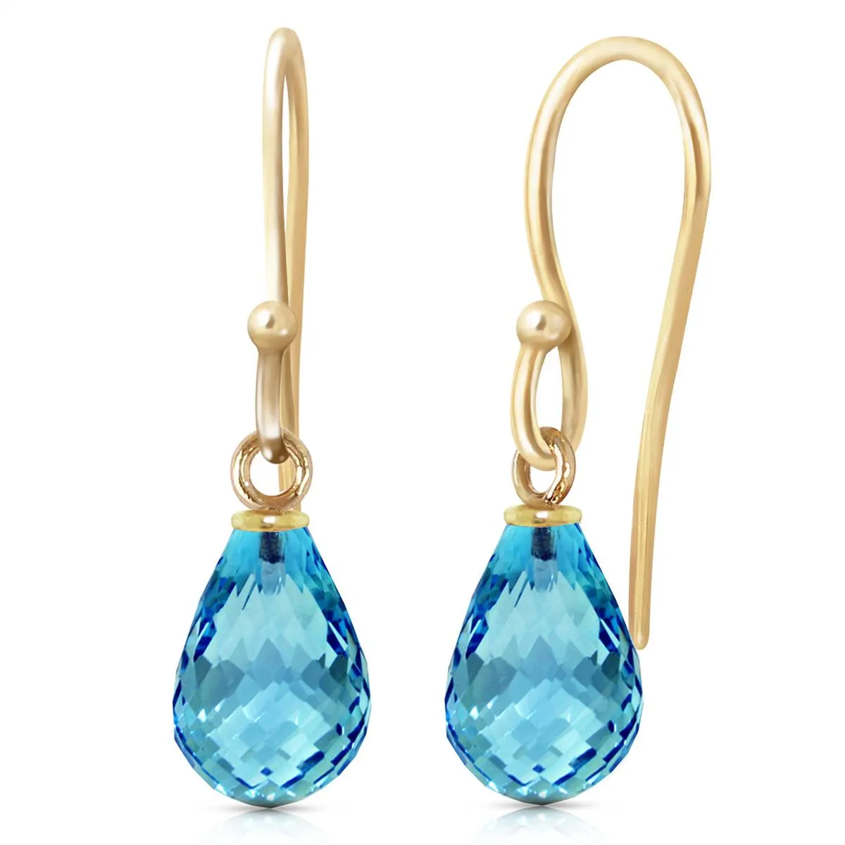 2.7 Carat 14K Solid Yellow Gold Effortless Blue Topaz Earrings