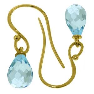 2.7 Carat 14K Solid Yellow Gold Effortless Blue Topaz Earrings