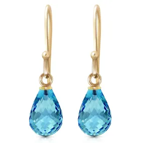 2.7 Carat 14K Solid Yellow Gold Effortless Blue Topaz Earrings