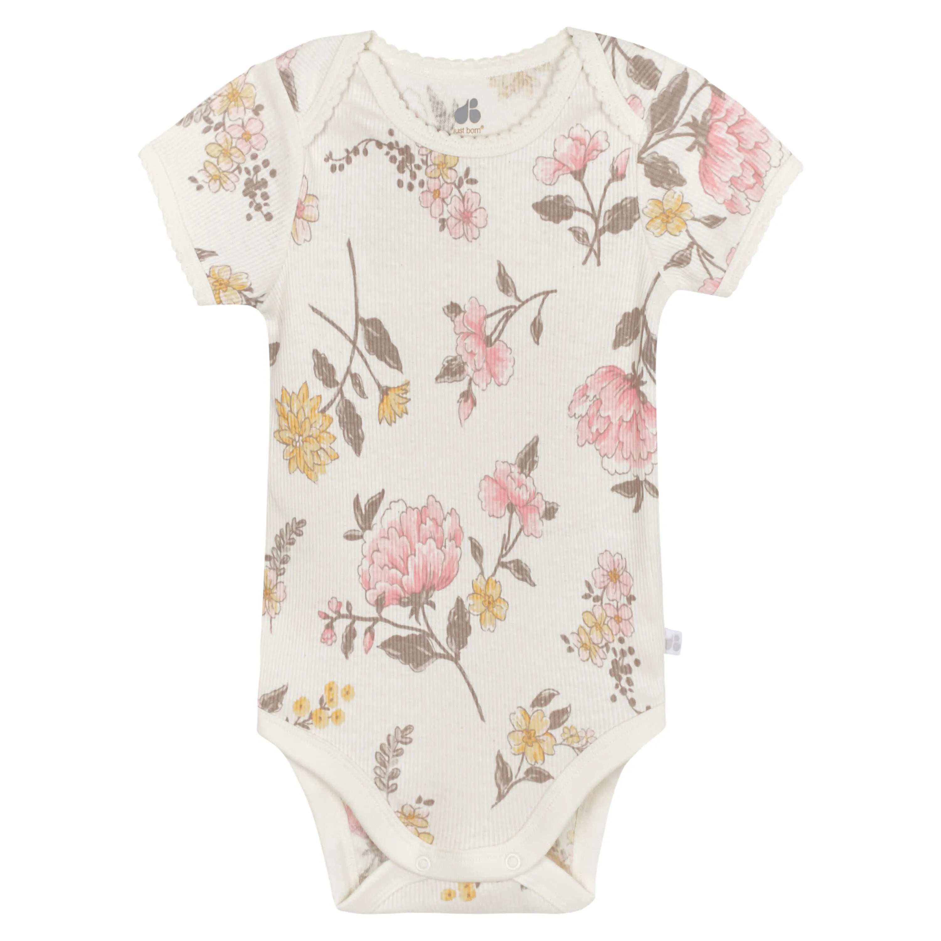 3-Pack Baby Girls Vintage Floral Short Sleeve Bodysuits