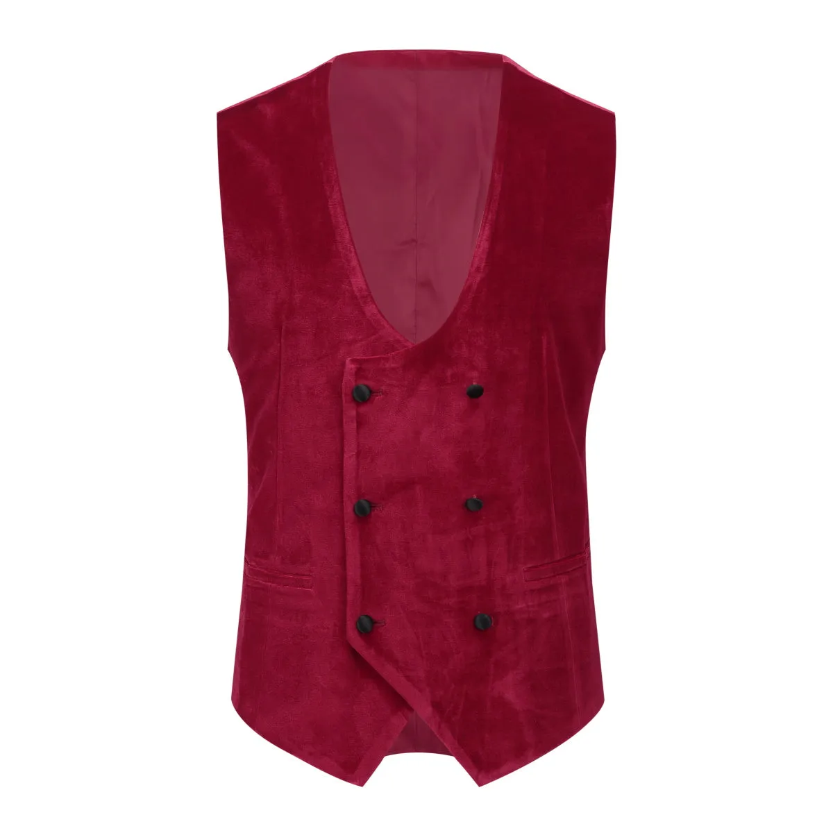 3-Piece Lapel One Button Velvet Tuxedo Suit Red