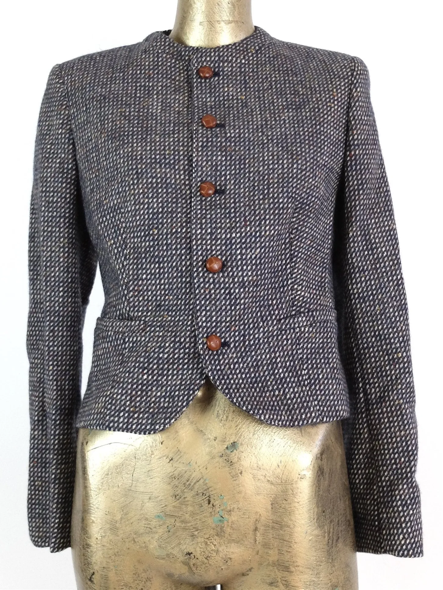 70s Mod Wool Structured Button Down Blazer Jacket