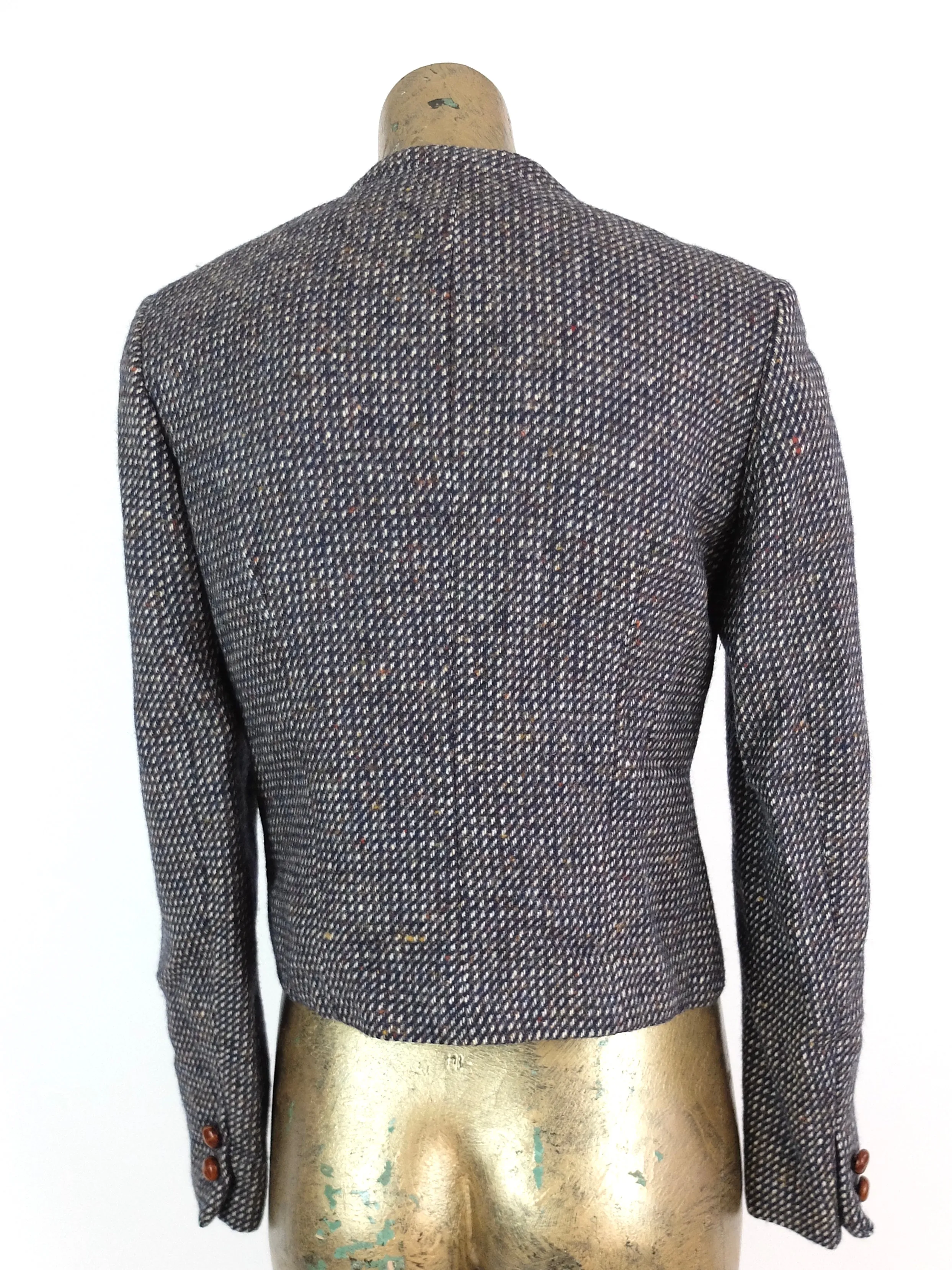 70s Mod Wool Structured Button Down Blazer Jacket