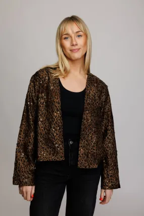 90's Leopard Cropped Jacket M/L