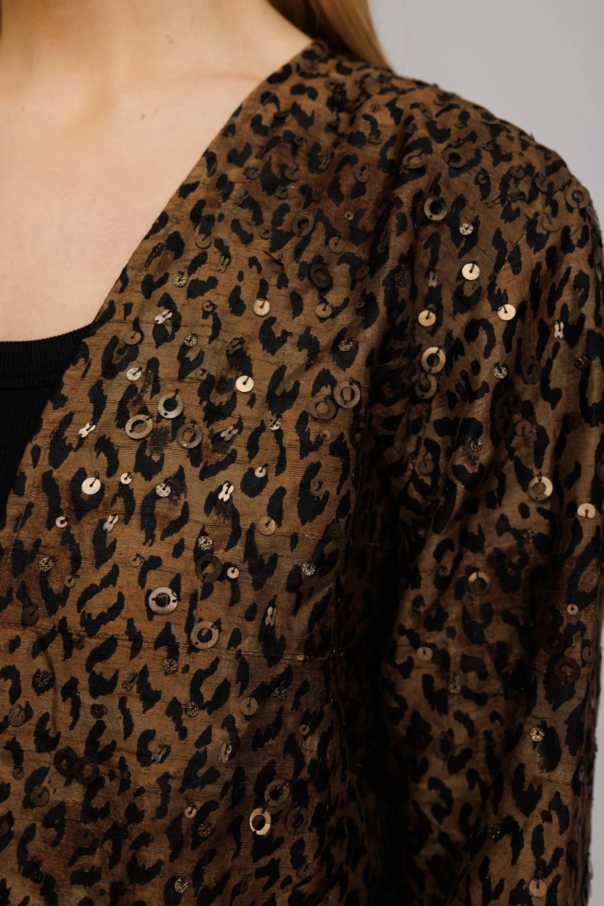 90's Leopard Cropped Jacket M/L