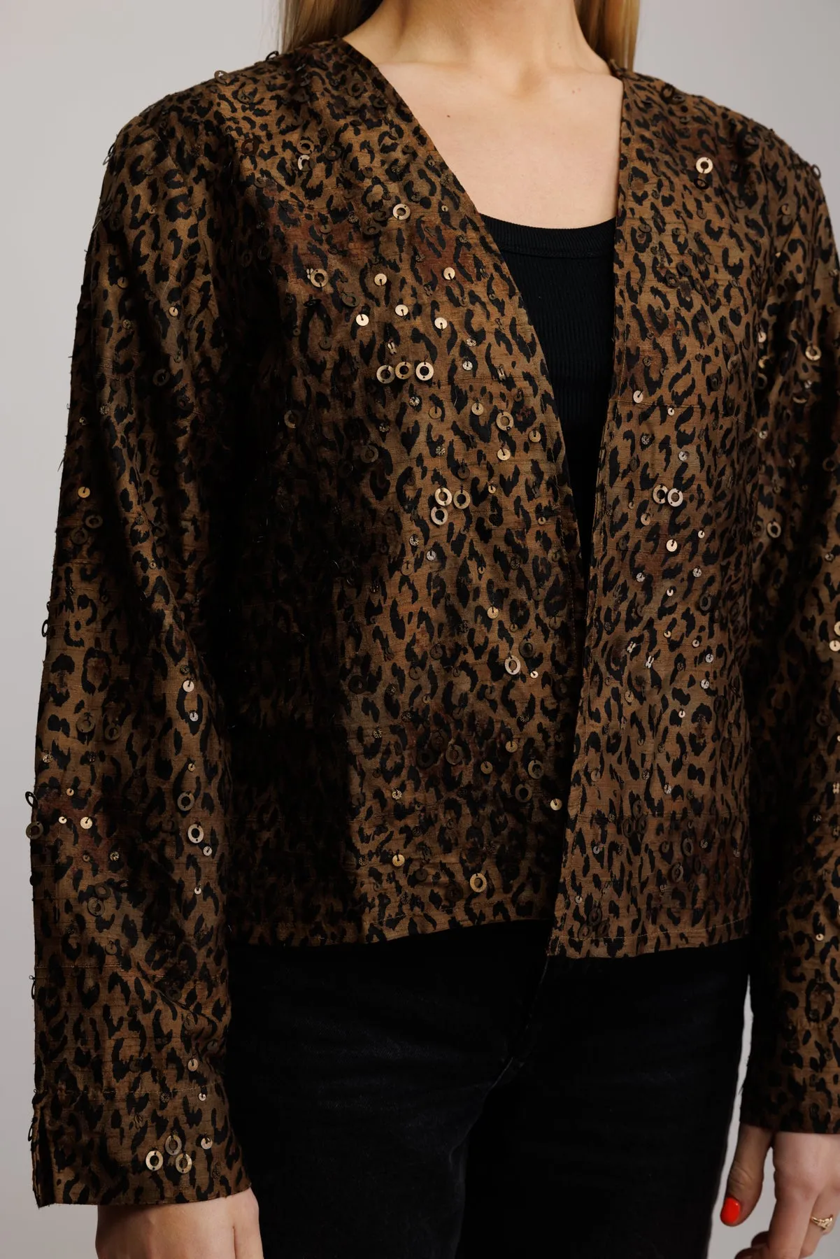 90's Leopard Cropped Jacket M/L