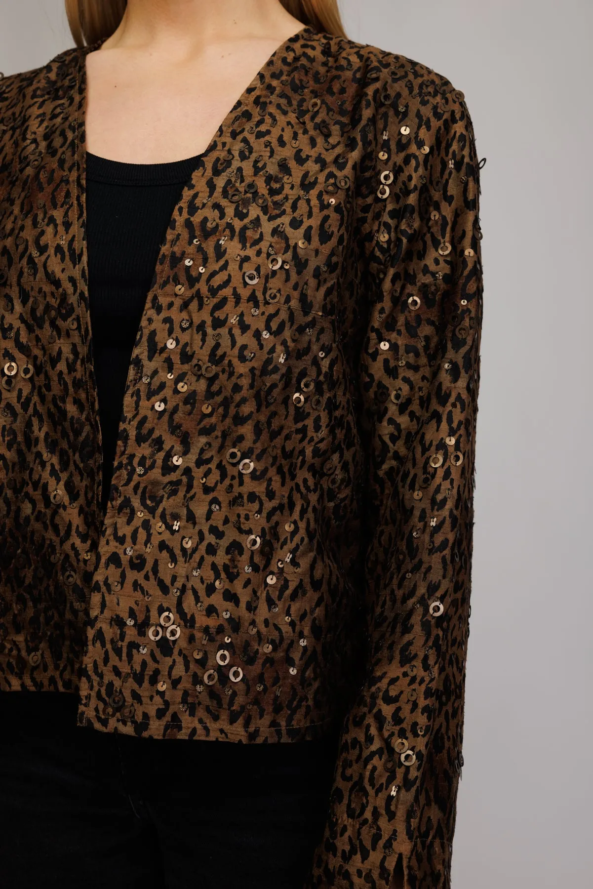 90's Leopard Cropped Jacket M/L