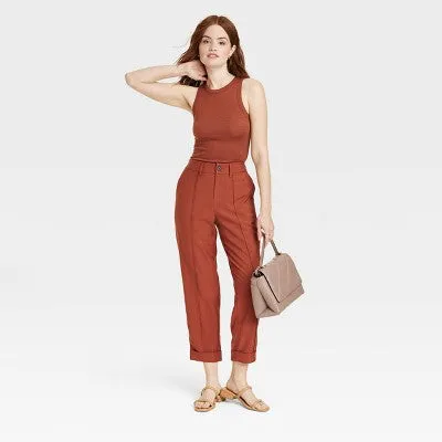 A New Day Women's Slim High Rise Ankle Length Pintuck Ankle Pants