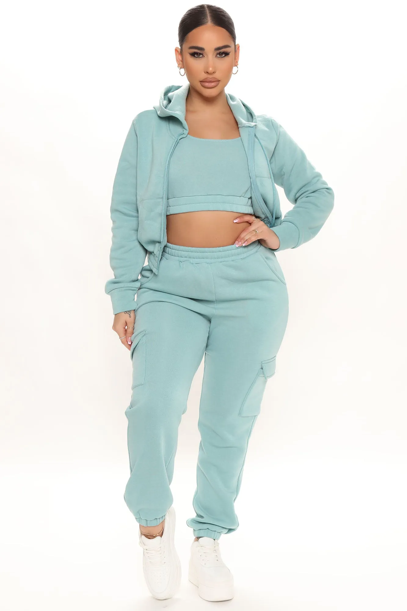 About Time 3 Piece Jogger Set - Aqua