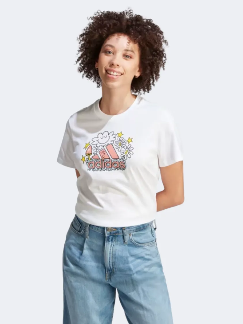 Adidas Doodle Graphic Women Sportswear T-Shirt White