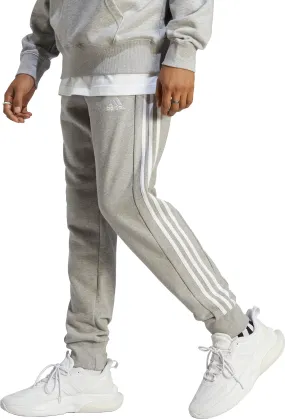 adidas Essentials Tapered Cuff 3 Stripes Mens Joggers - Grey