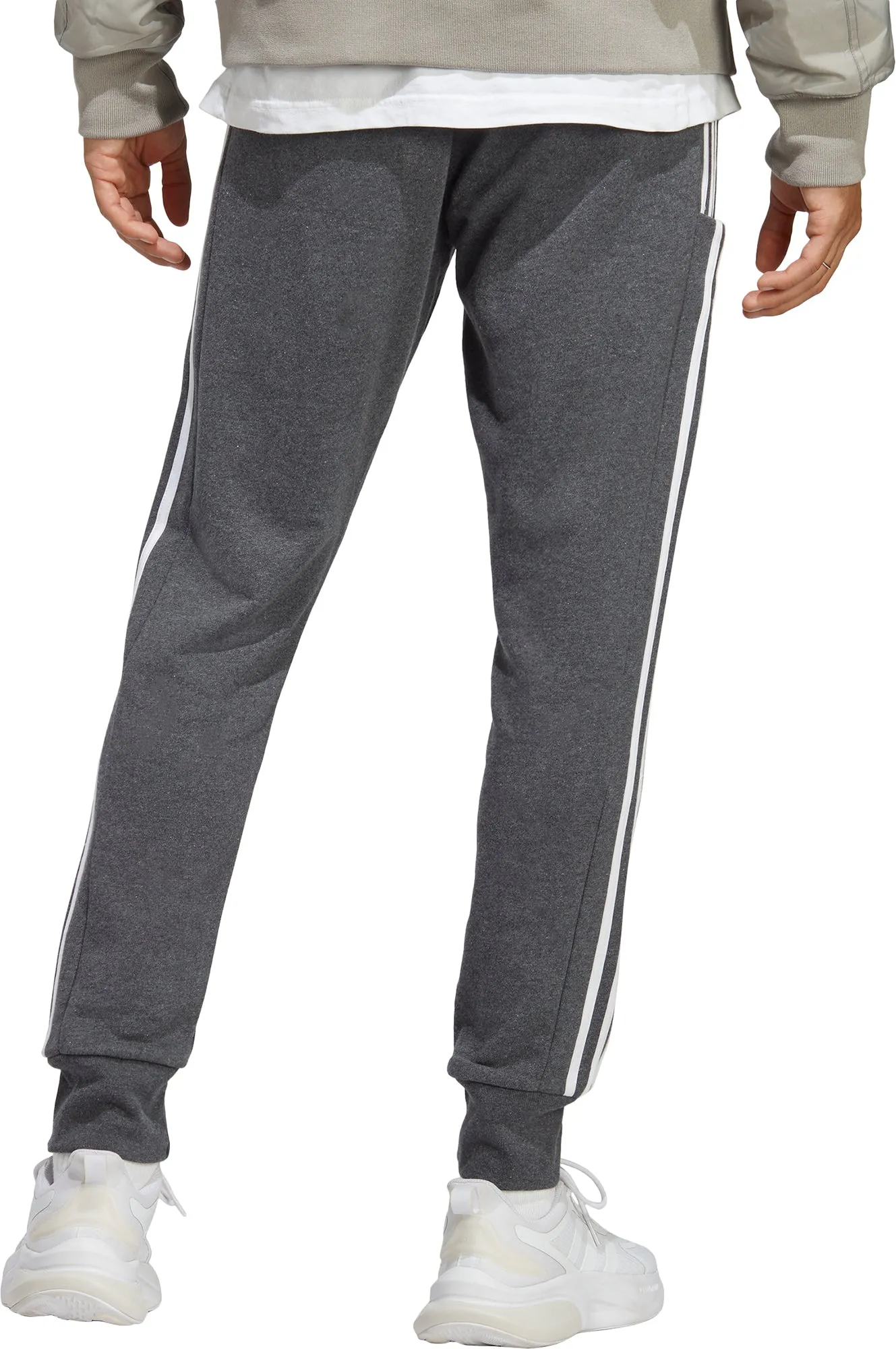 adidas Essentials Tapered Cuff 3 Stripes Mens Joggers - Grey