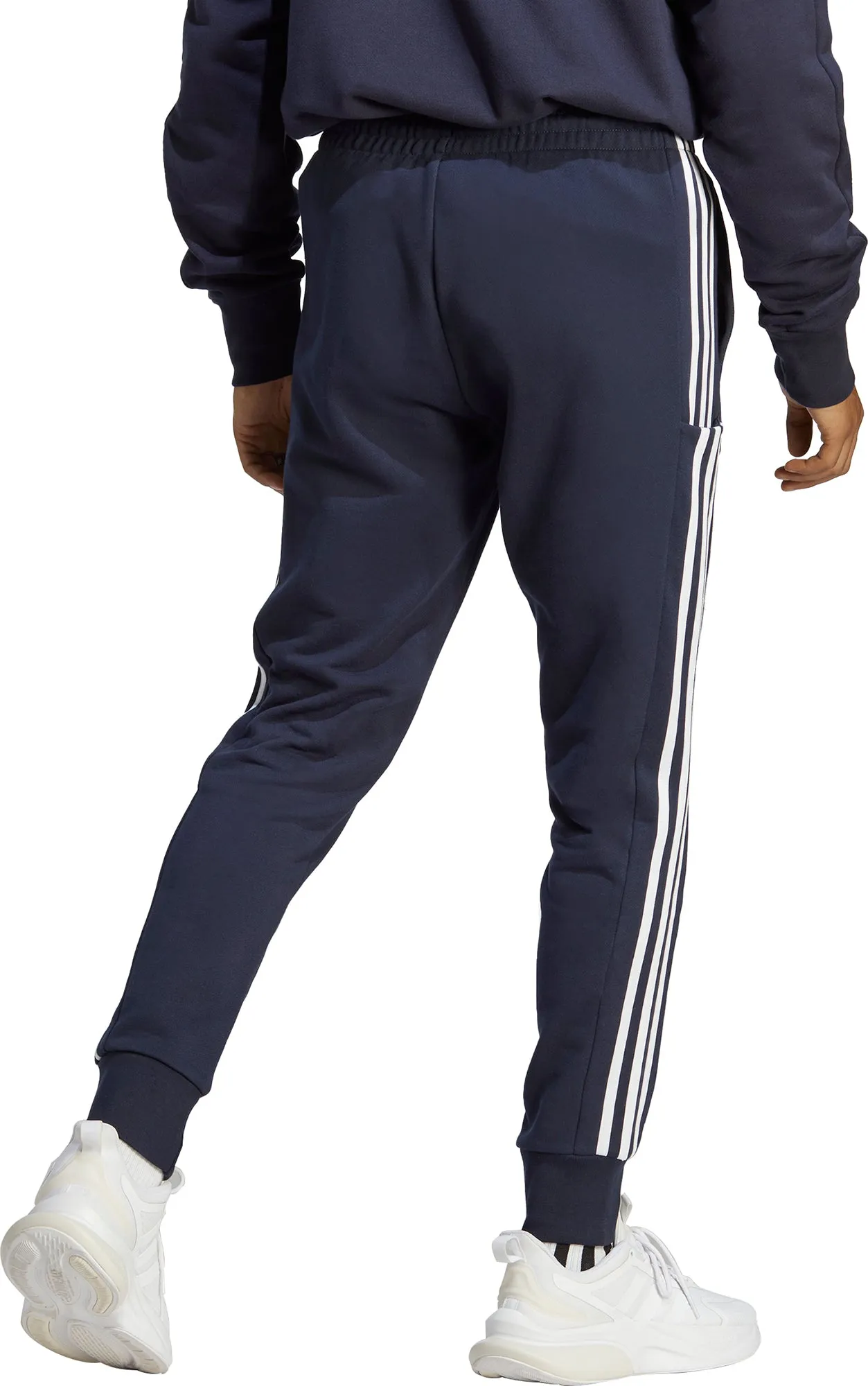 adidas Essentials Tapered Cuff 3 Stripes Mens Joggers - Navy