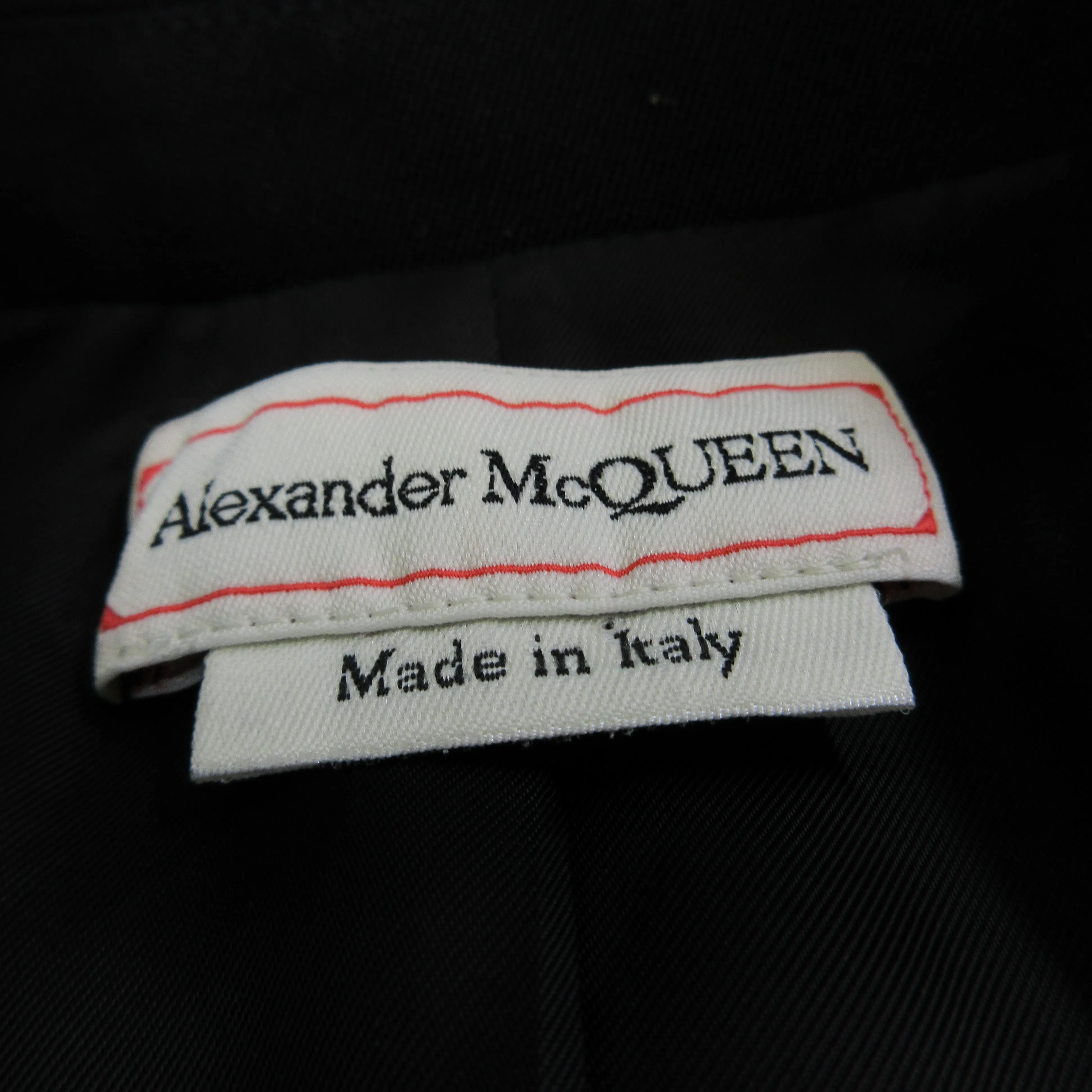 Alexander McQueen Black 2023 Zipper Detail Wool Blazer