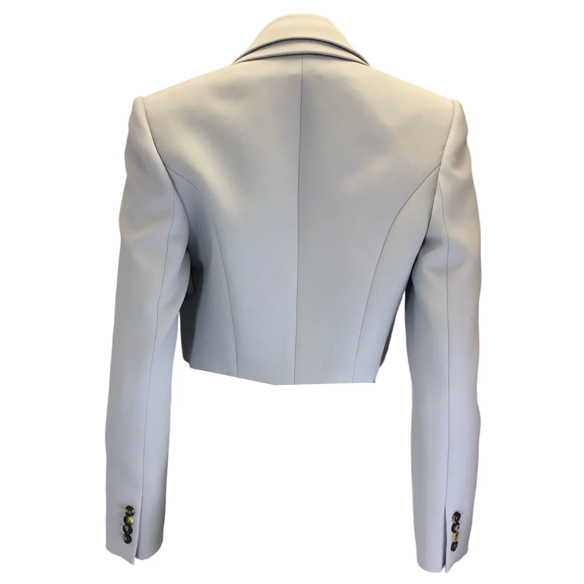 Alexander McQueen Light Blue 2022 Cropped Wool Blazer