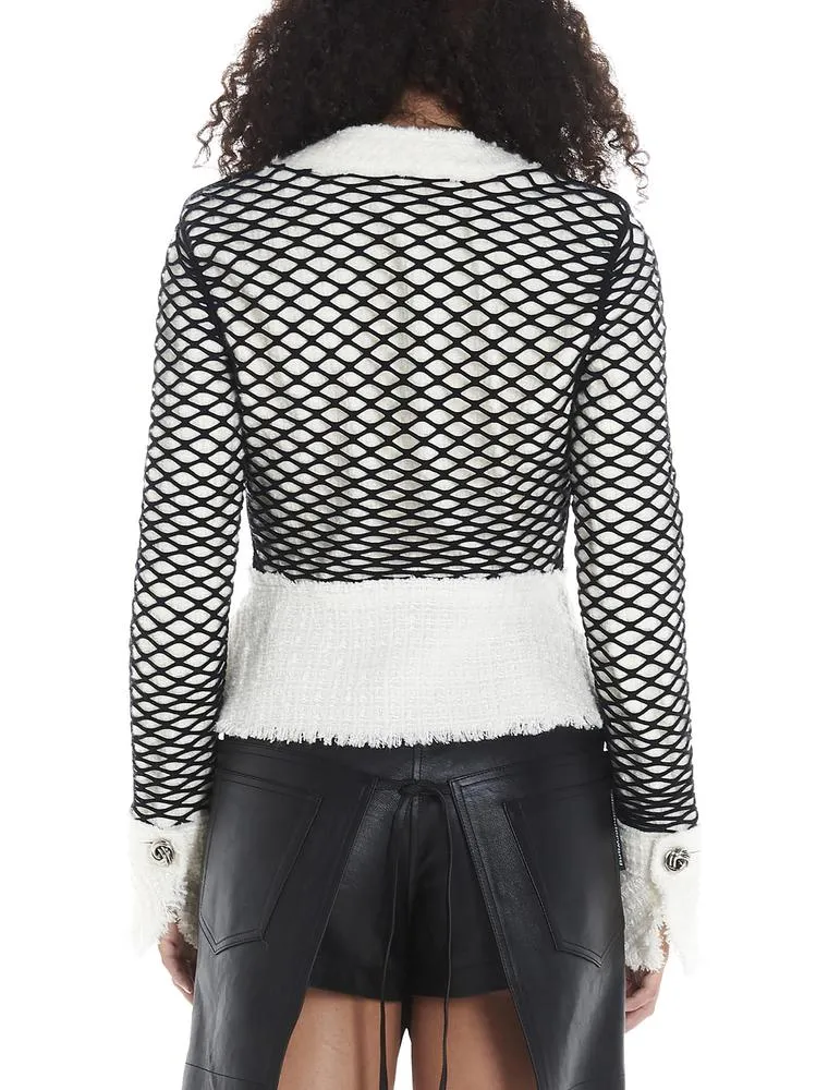 Alexander Wang Cropped Fishnet Tweed Jacket