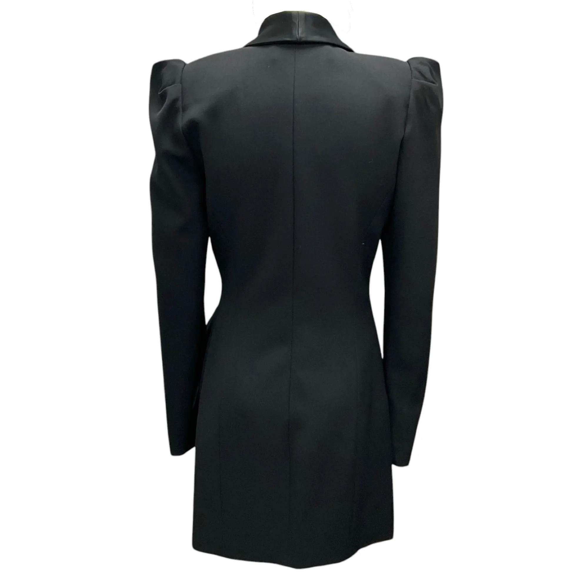 Alexandre Vauthier Black Satin Trimmed Tuxedo-Style Wool Blazer