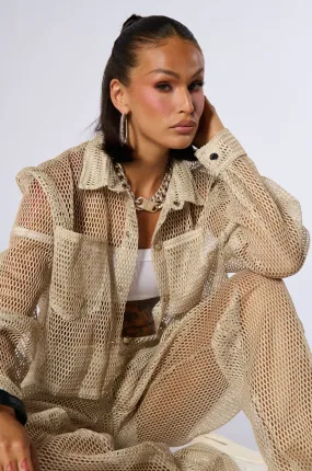 ALL THAT MESH BOMBER JACKET IN BEIGE