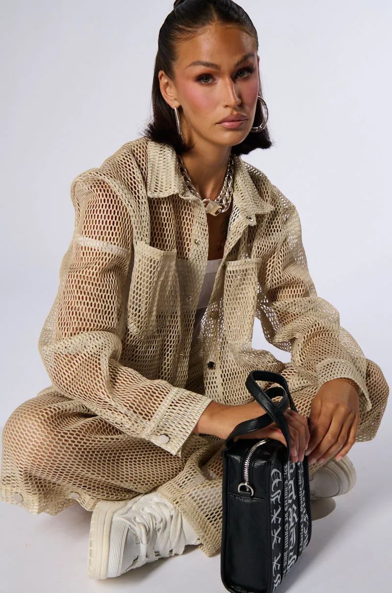 ALL THAT MESH BOMBER JACKET IN BEIGE