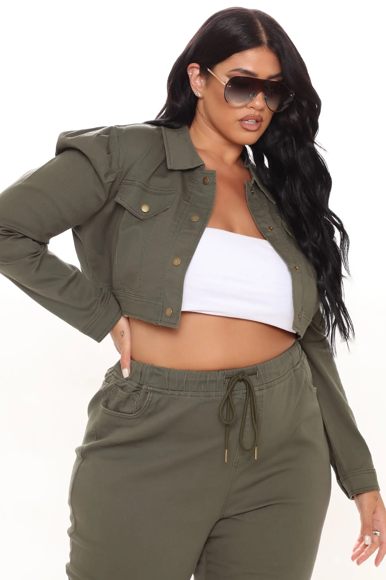 Ask Again Later Cropped Jacket - Olive