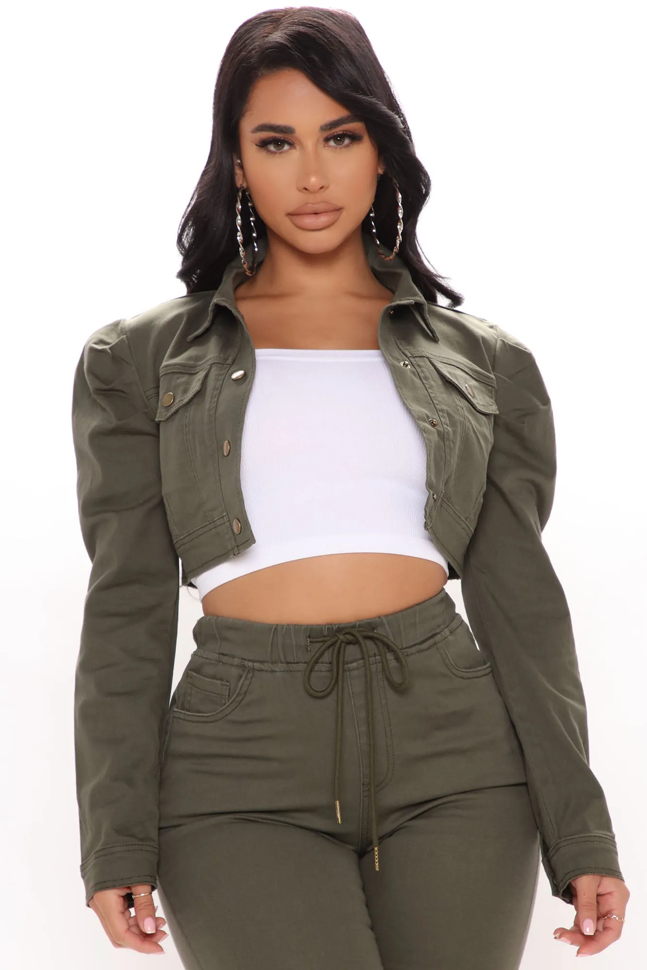 Ask Again Later Cropped Jacket - Olive