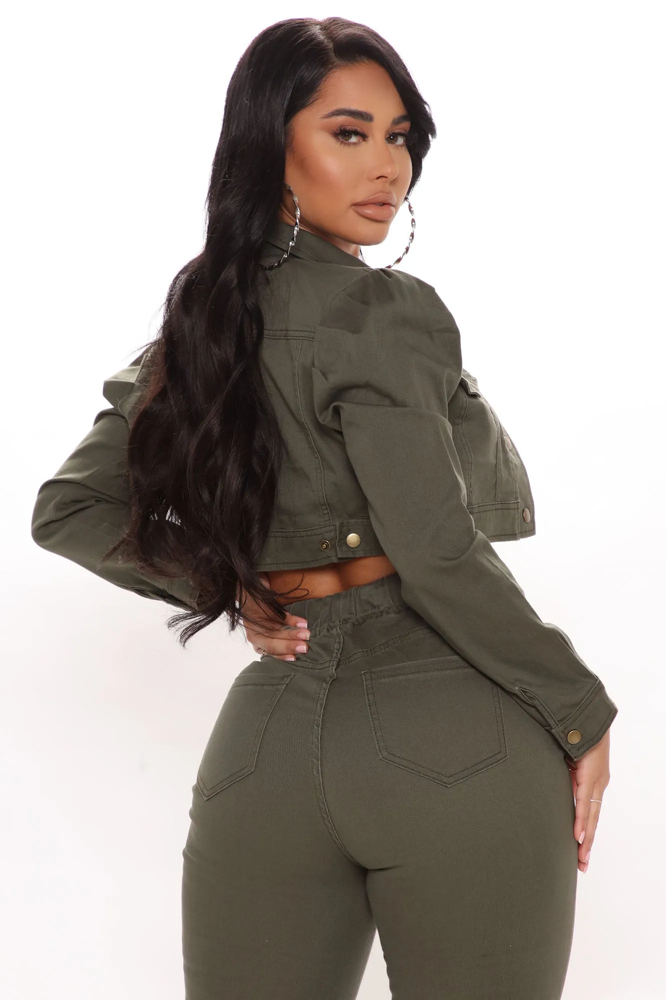 Ask Again Later Cropped Jacket - Olive