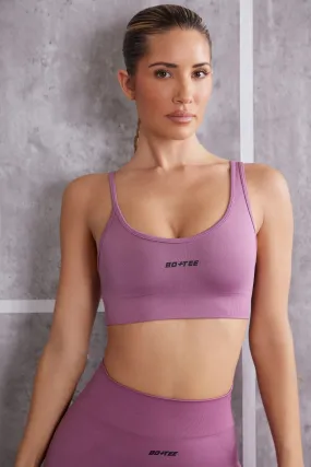 Asymmetric Sports Bra in Mauve