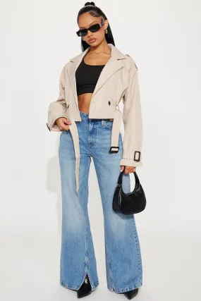 Ava Cropped Jacket - Tan