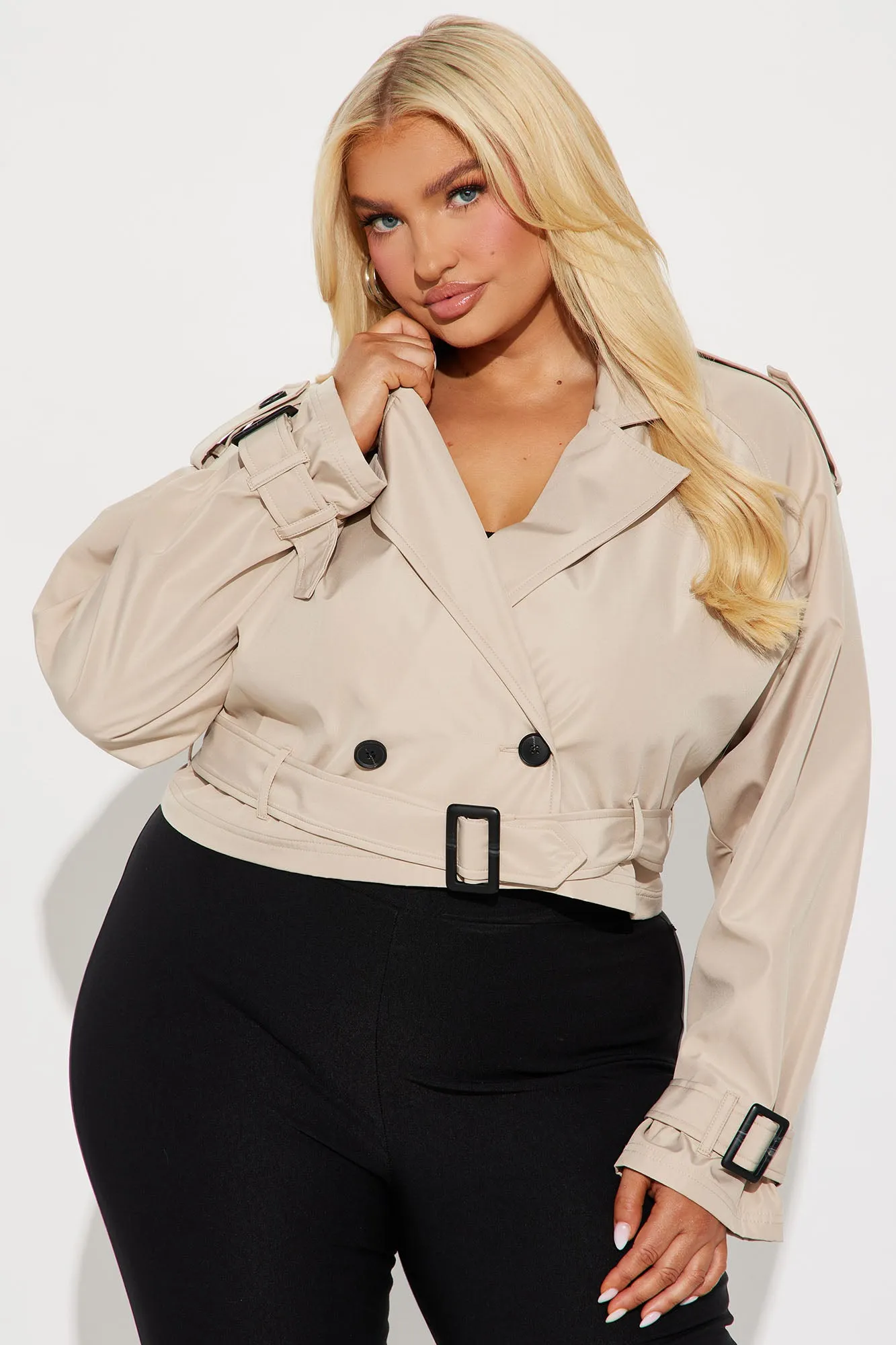 Ava Cropped Jacket - Tan