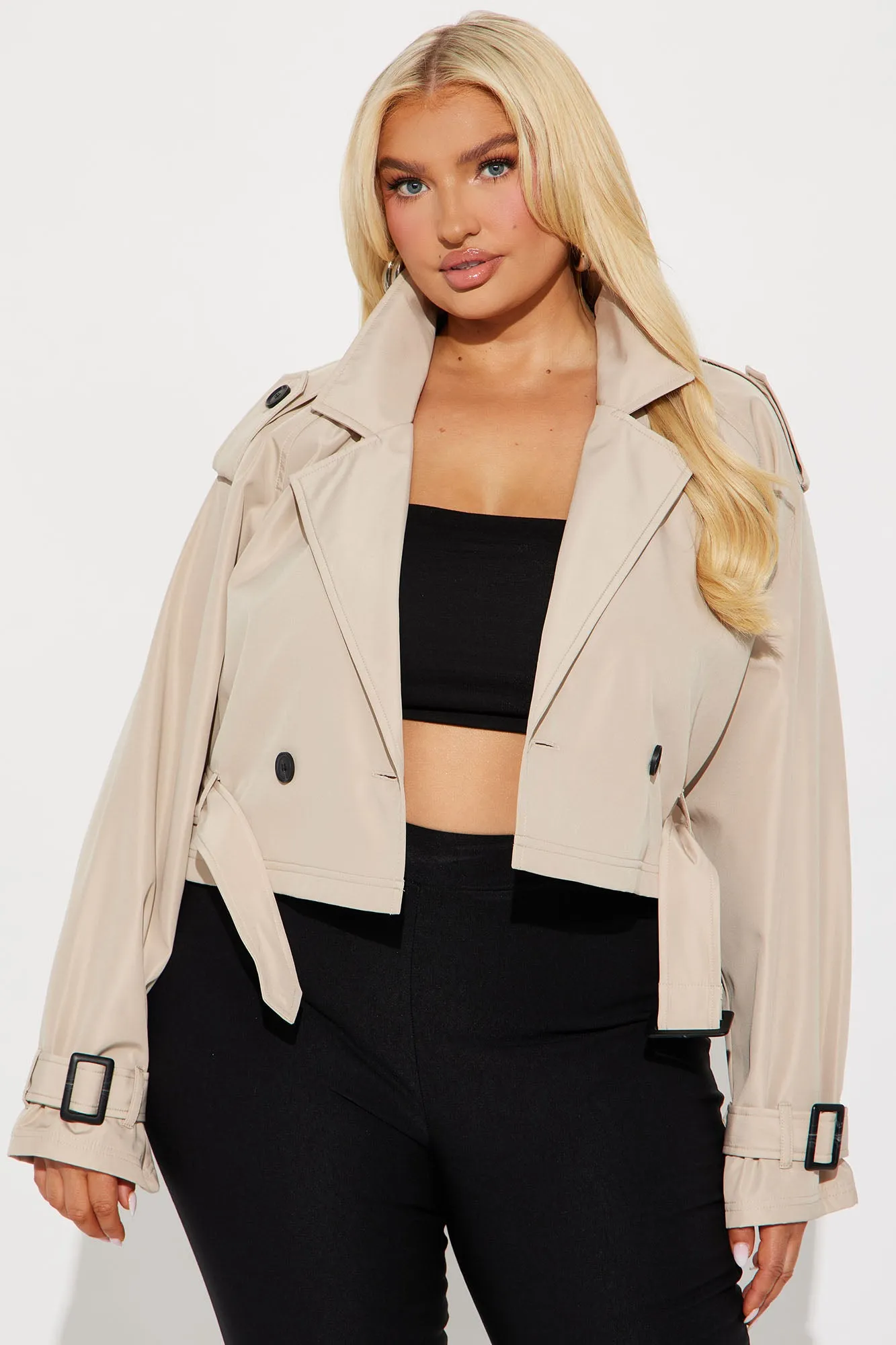 Ava Cropped Jacket - Tan