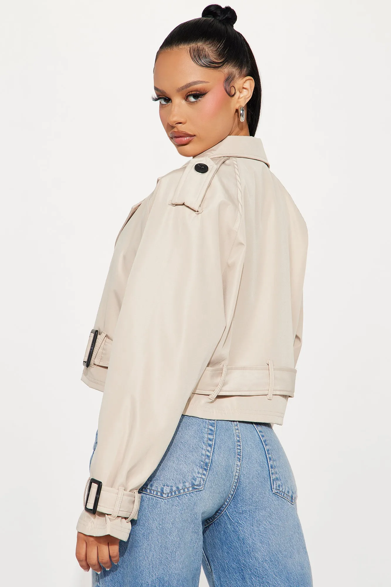 Ava Cropped Jacket - Tan