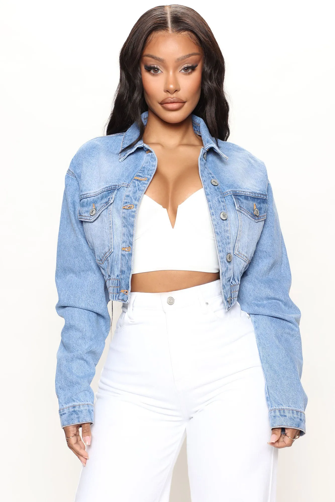 Backstage Crop Denim Jacket - Medium Blue Wash