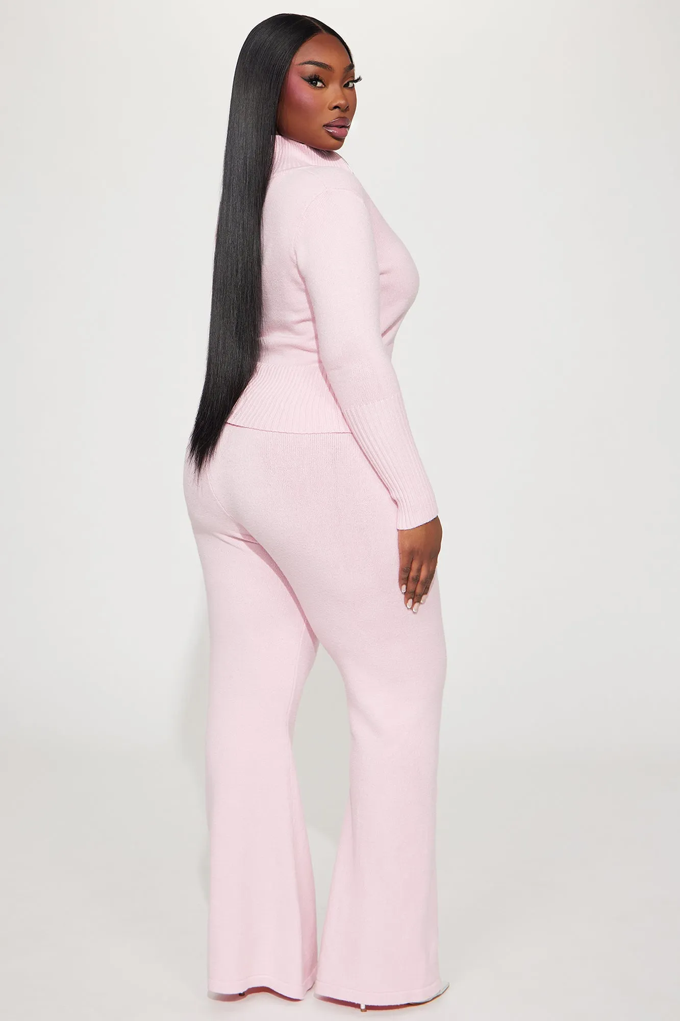 Baddie Energy Sweater Pant Set - Pink