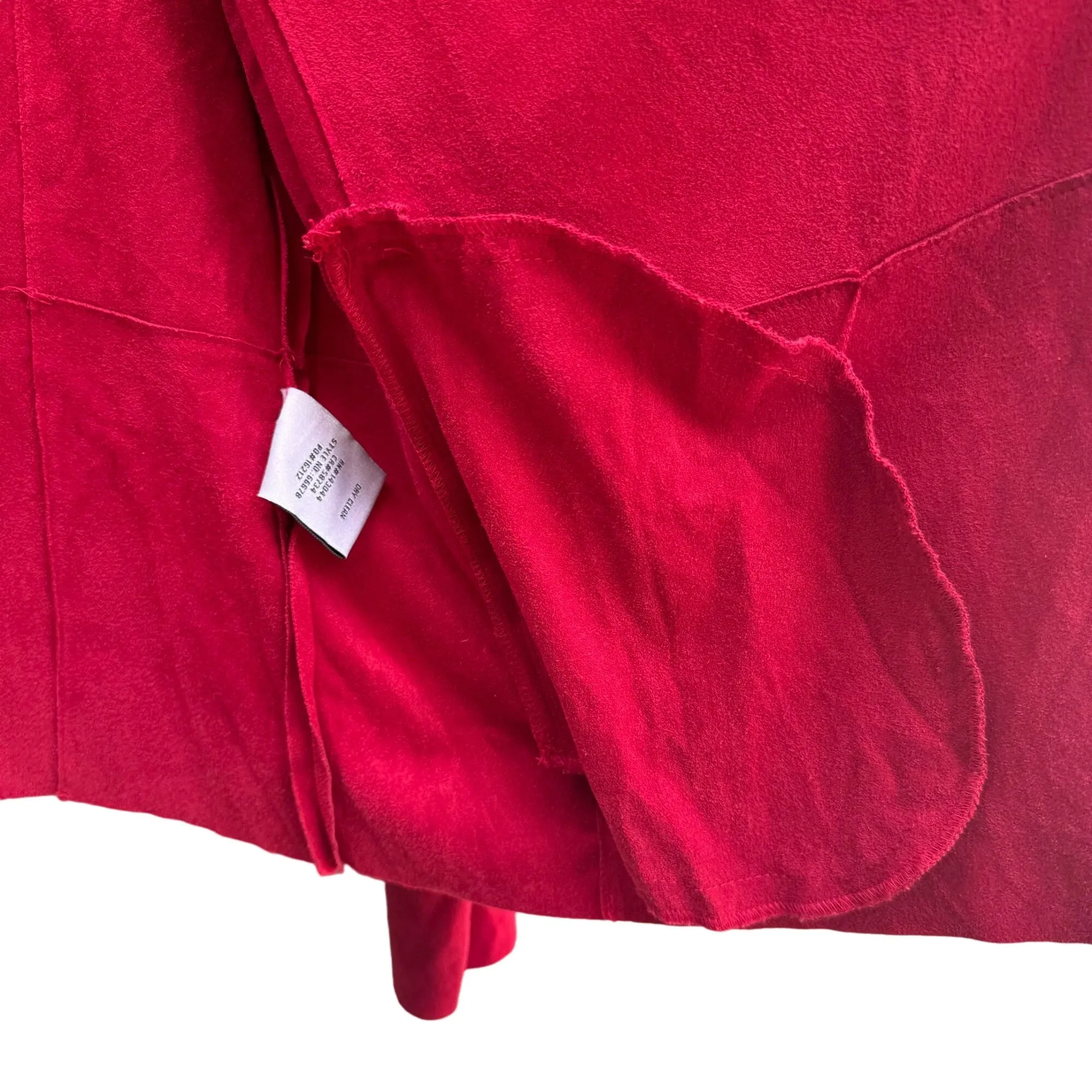 Bagatelle Collection Red Draped Open-Front Jacket With Zipper Pockets - Small