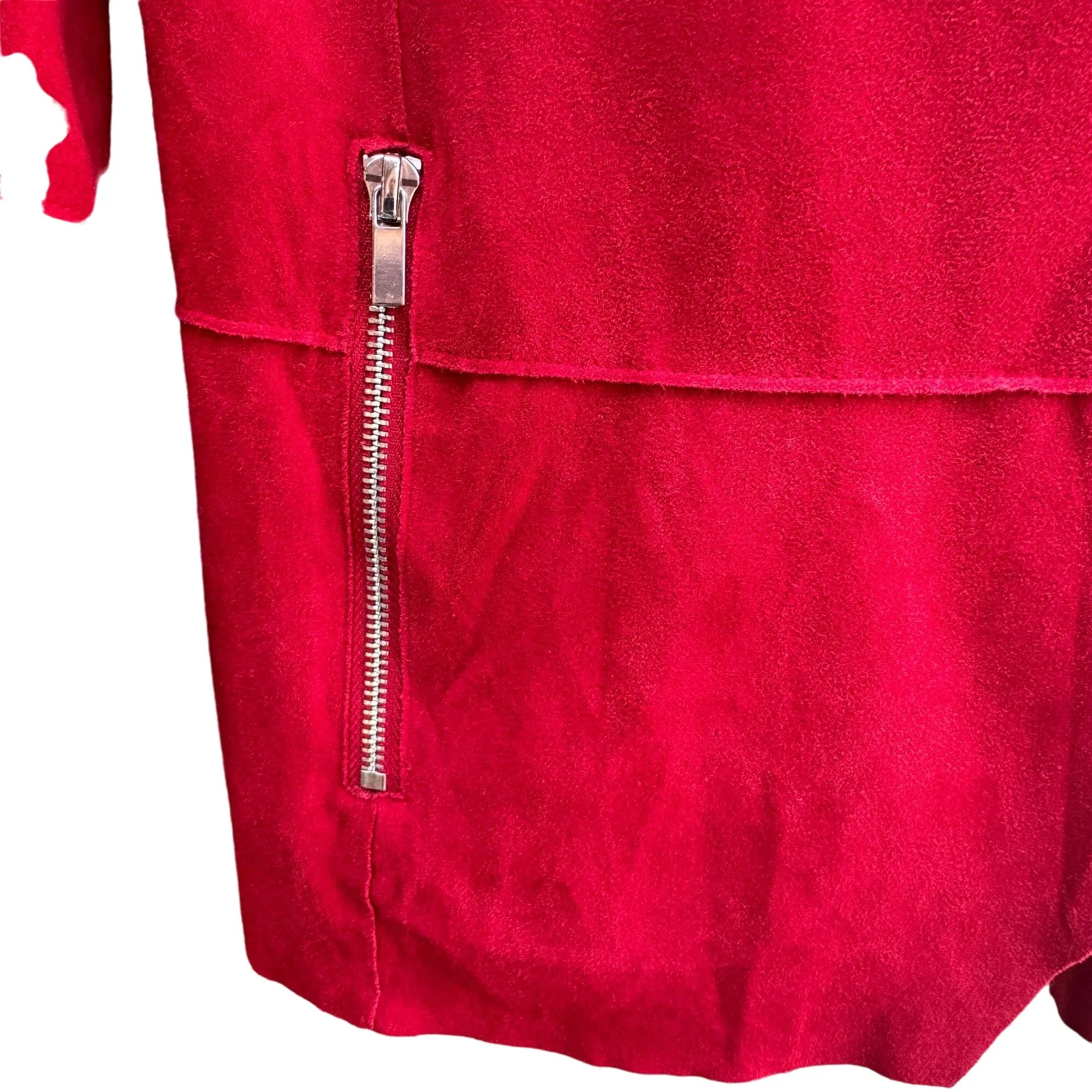 Bagatelle Collection Red Draped Open-Front Jacket With Zipper Pockets - Small