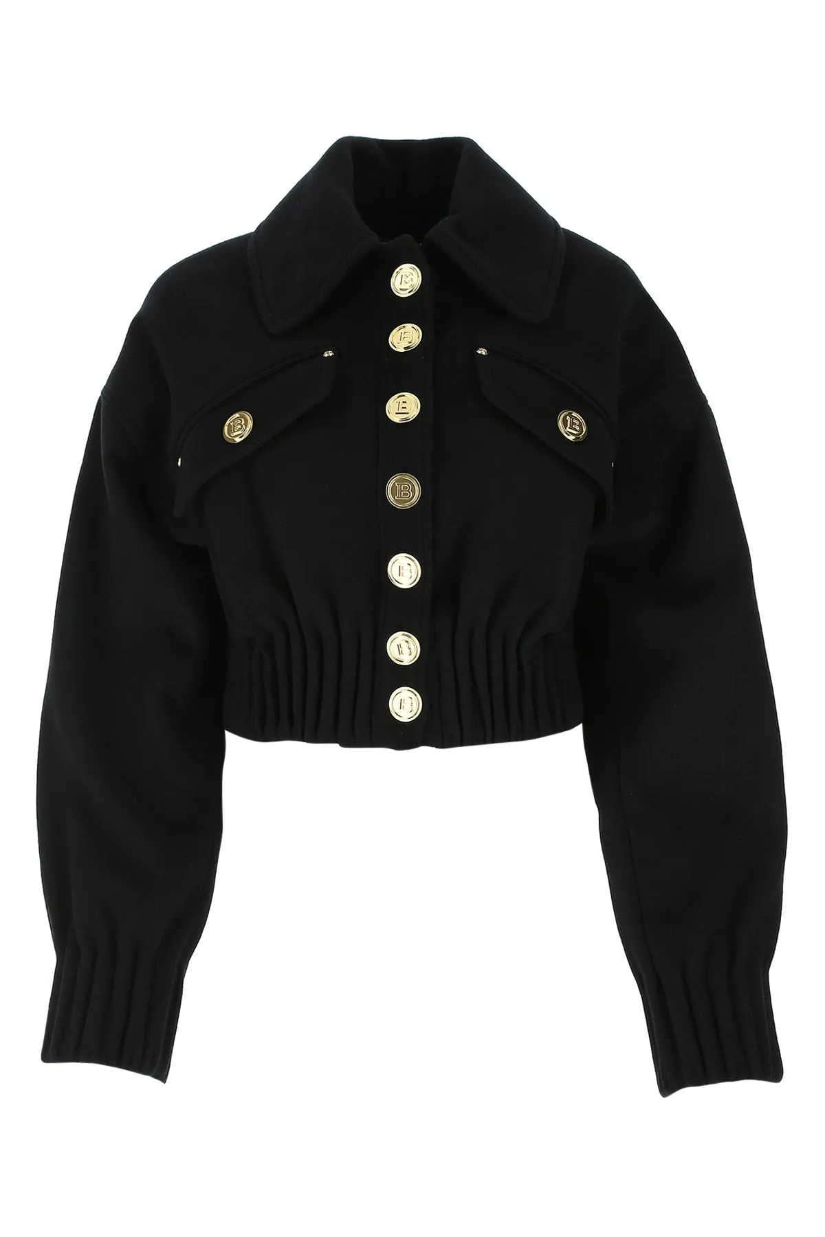 Balmain Button Detail Cropped Bomber Jacket