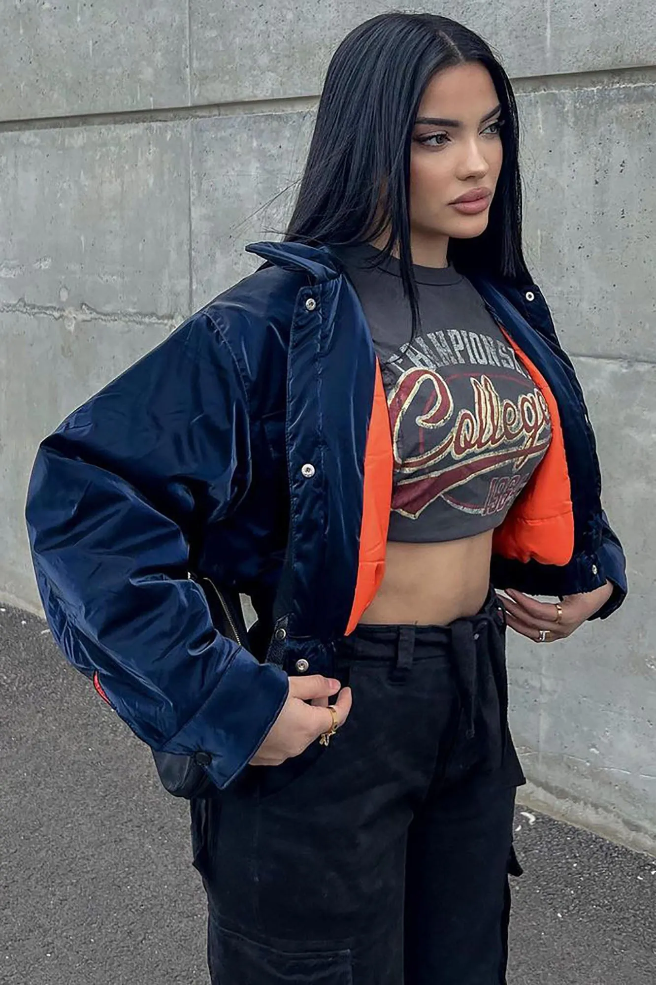 Beat You To It Cropped Jacket - Navy