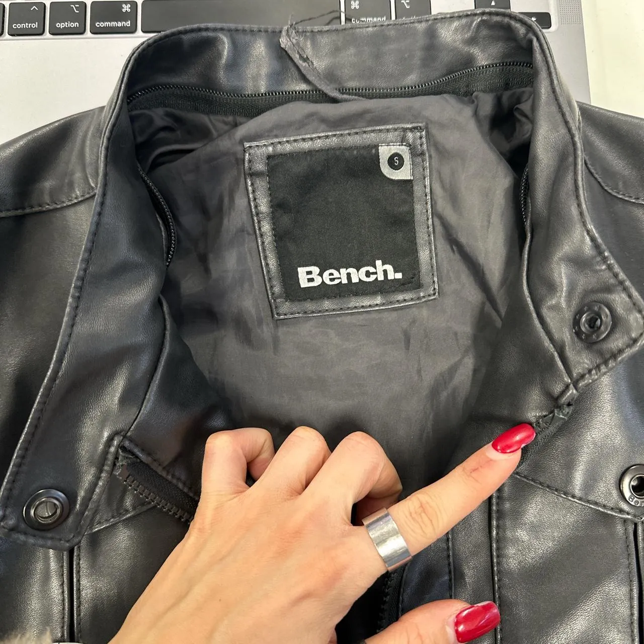 BENCH faux leather bomber jacket