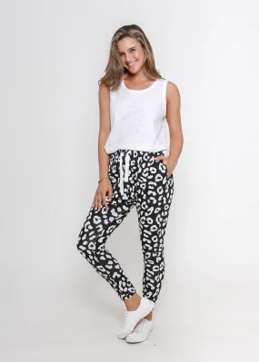 Billie Joggers - Black/White Leopard