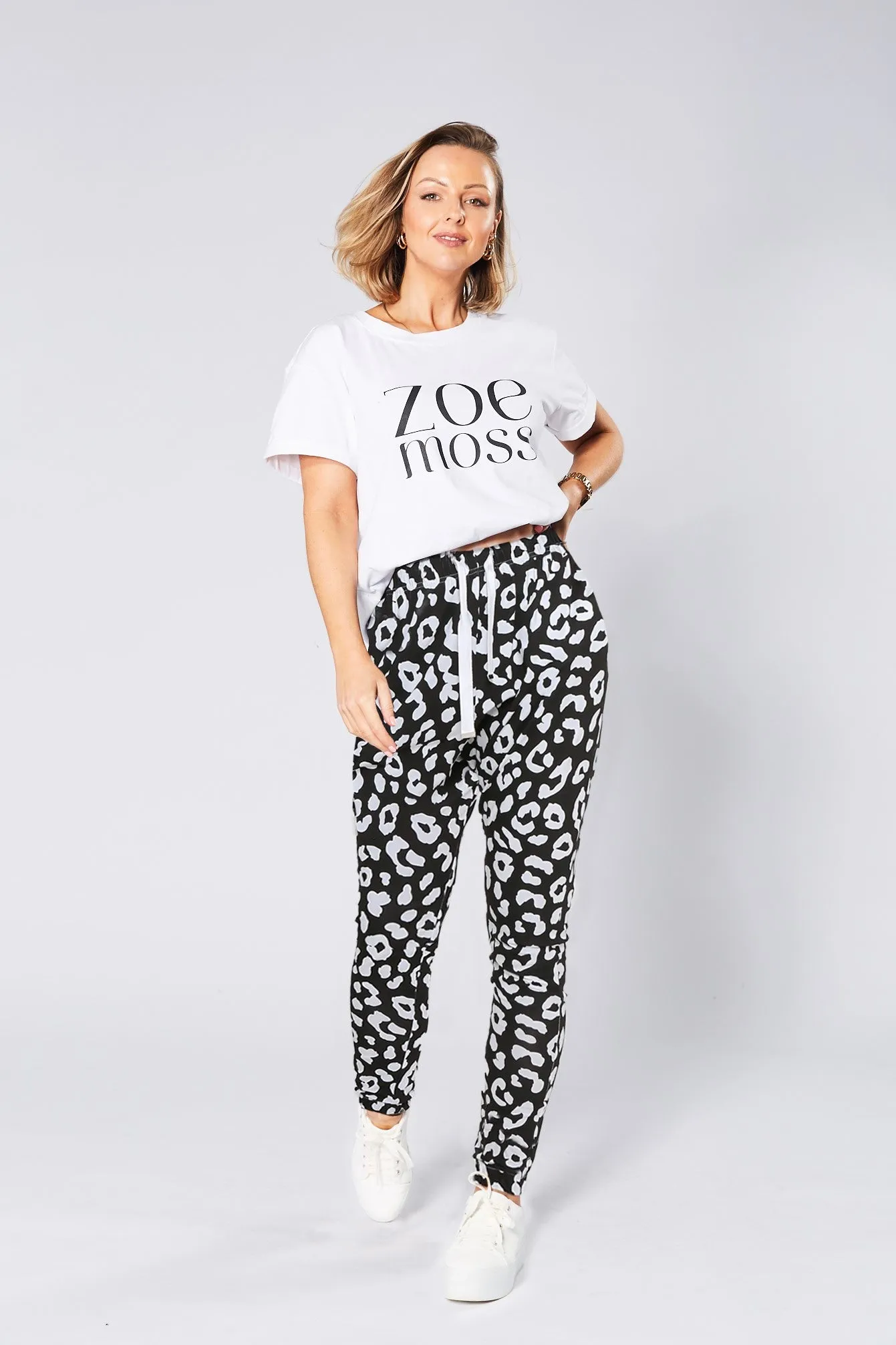 Billie Joggers - Black/White Leopard