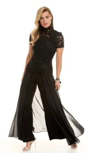 BLACK CHIFFON PANEL PALAZZO PANT