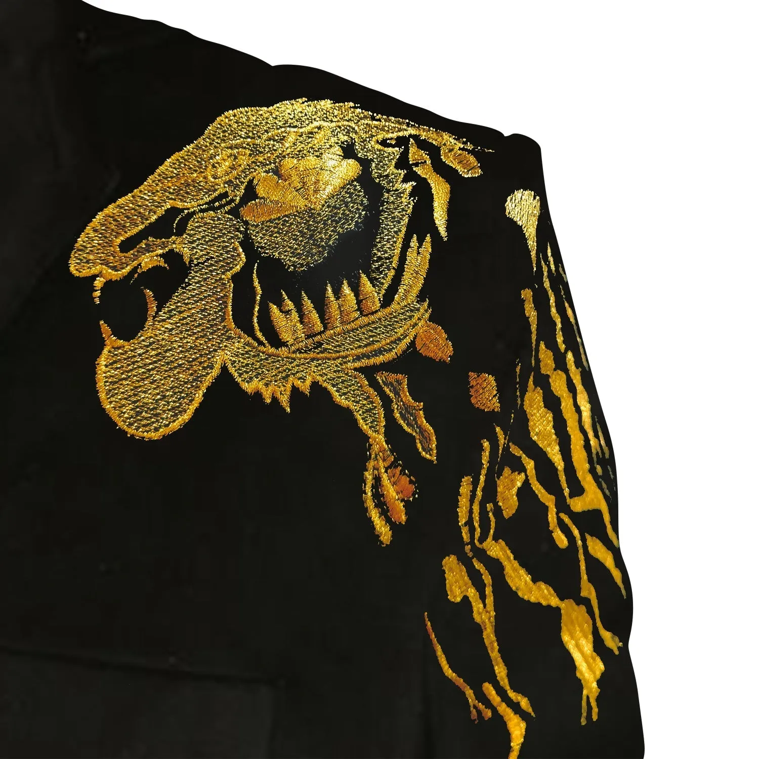 Black Velvet Tuxedo Blazer with Gold Embroidery