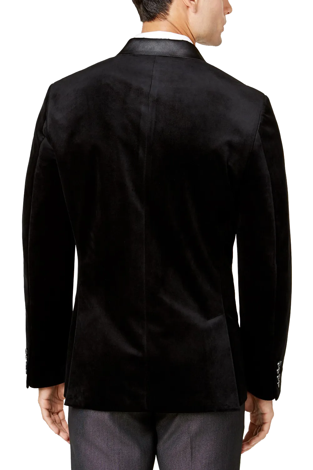 Black Velvet Tuxedo Blazer with Gold Embroidery