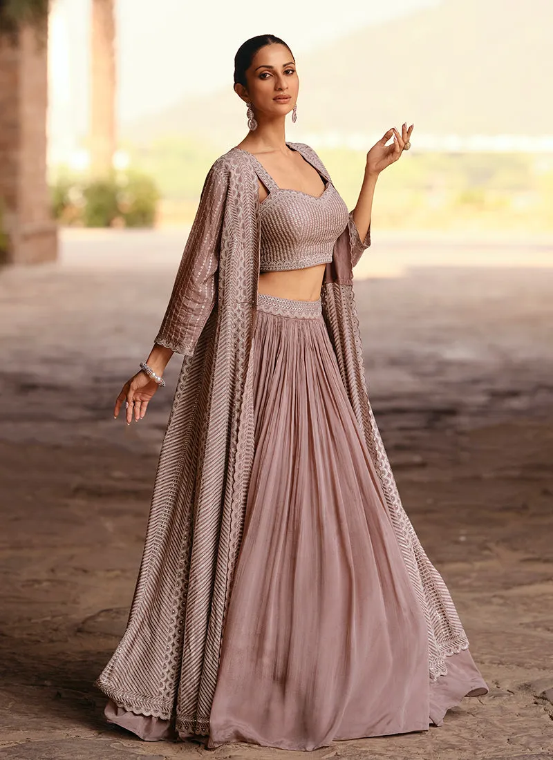 Blush Pink Sequence Embroidered Lehenga Choli With Jacket