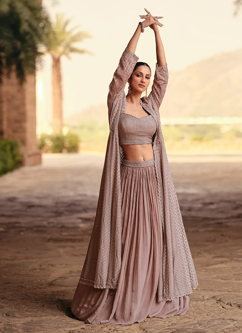 Blush Pink Sequence Embroidered Lehenga Choli With Jacket